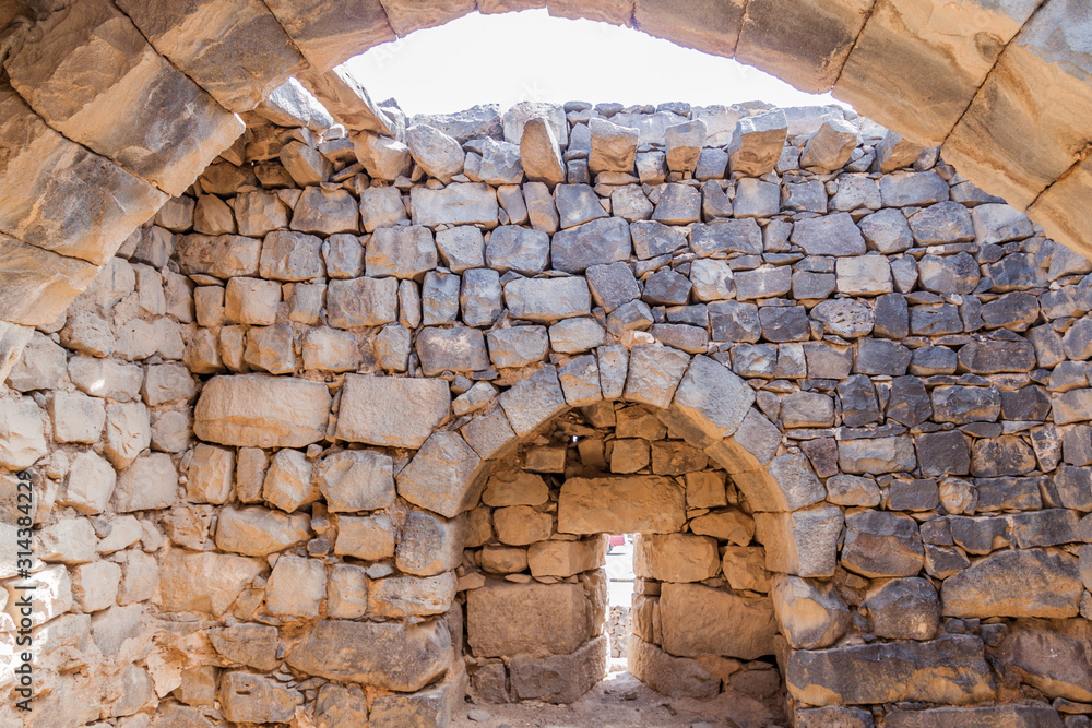 Ruins of vaults at Qasr al-Azraq (Blue Fortress), fort located in the ...