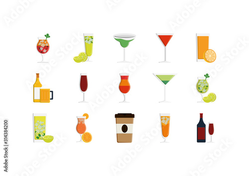 Isolated drinks icon set vector design