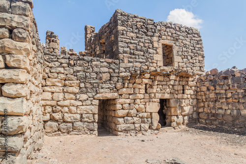 Ruins of Qasr al-Azraq (Blue Fortress), fort located in the desert of eastern Jordan.