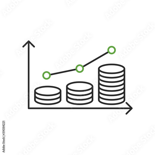 Concept of saving, banking and finance. Outline thin line flat illustration. Isolated on white background. 