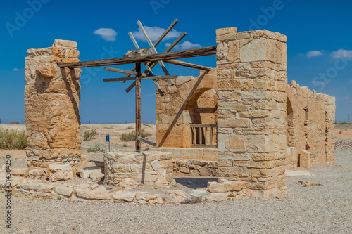 Well at Qusayr Amra (sometimes Quseir Amra or Qasr Amra), one of the desert castles located in eastern Jordan photo