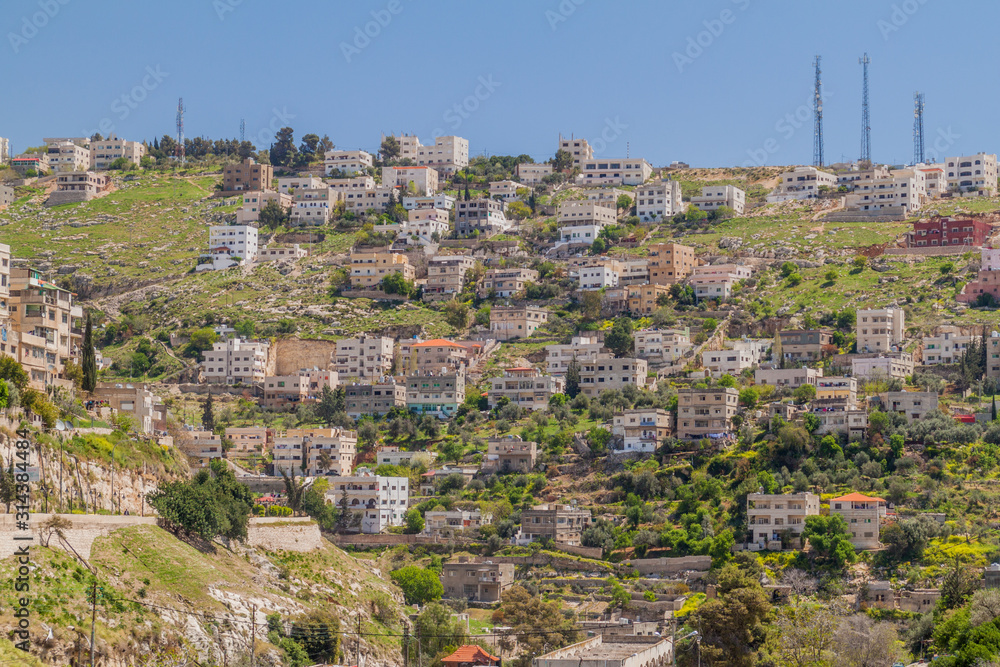Obraz premium Houses on a slope in Salt town, Jordan