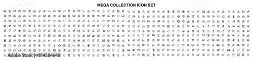 Mega set of icons in trendy line style. Business, ecommerce, finance, accounting. Big set Icons collection. Vector illustration