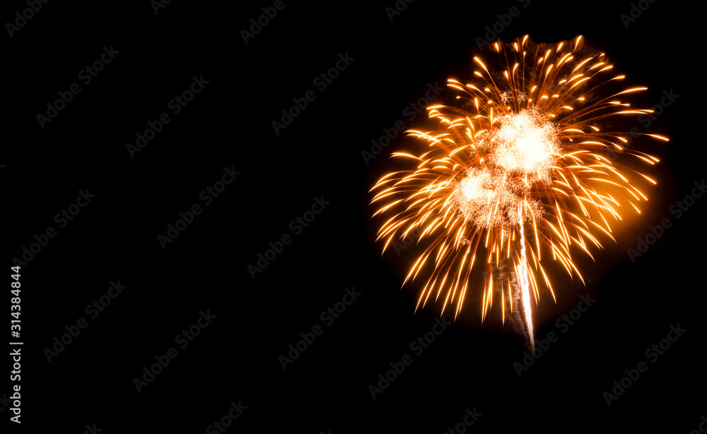 Fireworks night on black background / fireworks celebration concept /