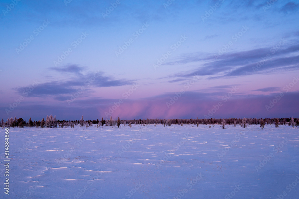 Naklejka premium landscape with lake and clouds
