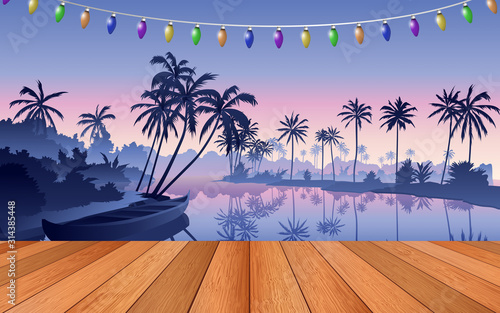 wooden floor at the river	