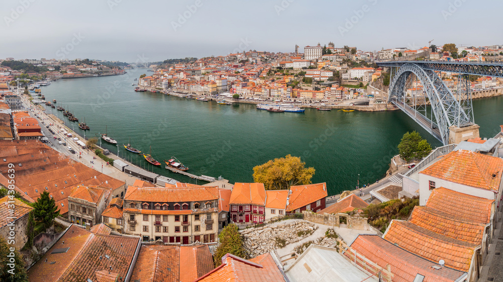 Panorama of Porto with Douro river, Portugal