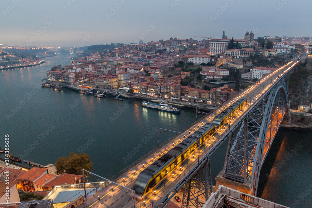 Dom Luis bridge over river Douro in Porto, Portugal