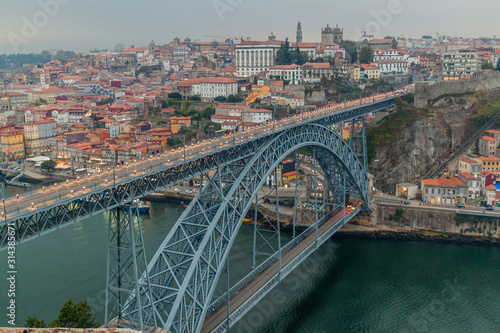 Dom Luis bridge over river Douro in Porto, Portugal