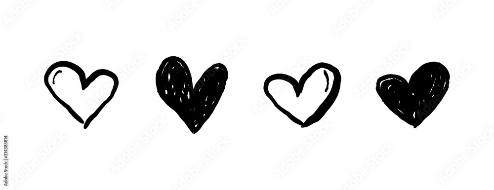 Heart doodle collection. Valentine's day love symbol. Hand drawn hearts. Heart doodle collection. Valentine's day love symbol. Hand drawn hearts.