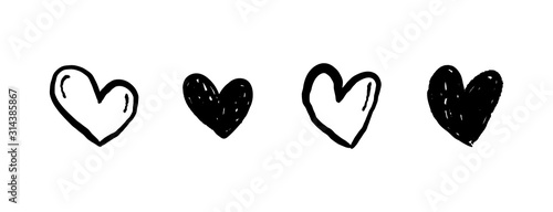 Heart doodle collection. Valentine's day love symbol. Hand drawn hearts.