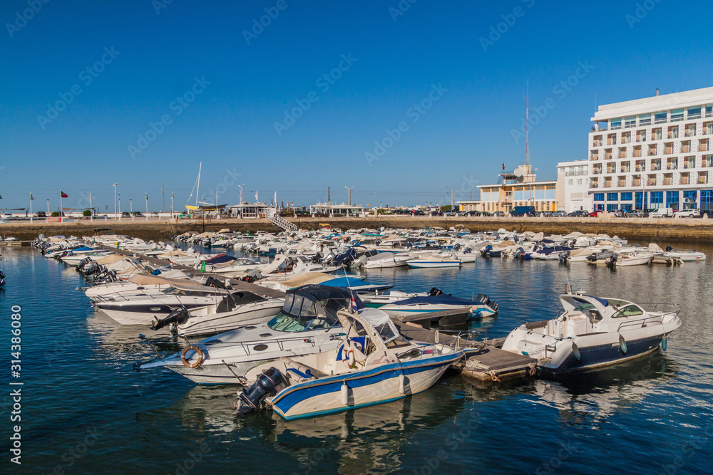Boats in Faro Marina, Portugal.