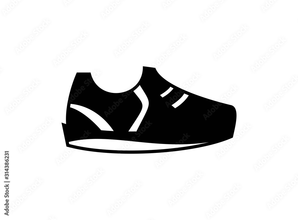 Icon of Shoes with Modern Concept. Design in Black Style Isolated on White Background. Suitable for Shoes Store Sign and More. Vector Illustration