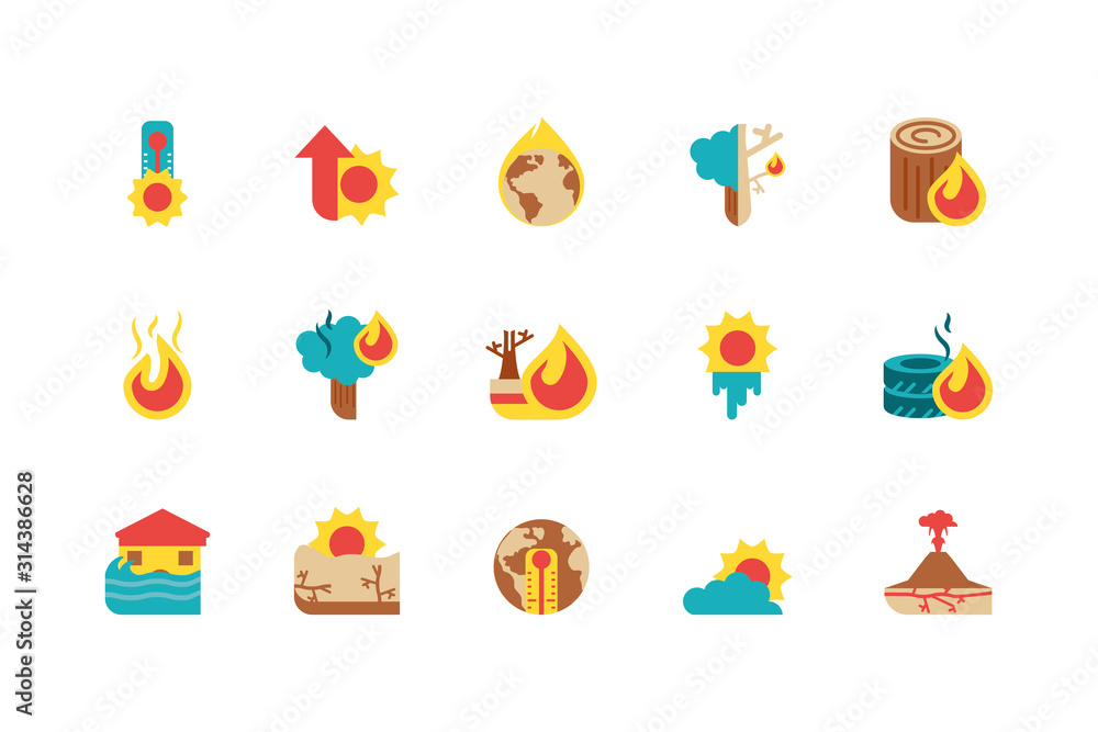 Isolated climate change icon set vector design Isolated climate change icon set vector design