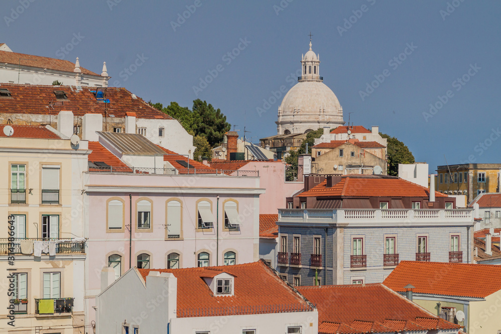 Obraz premium View of National Pantheon in Lisbon from Miradouro de Santa Luzia viewpoint, Portugal