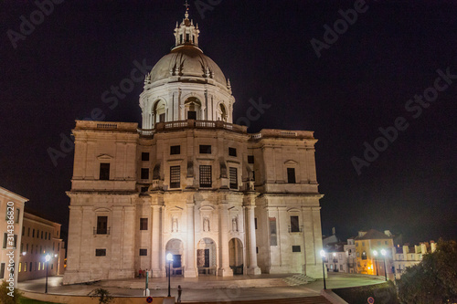 Night view of National Pantheon in Lisbon, Portugal