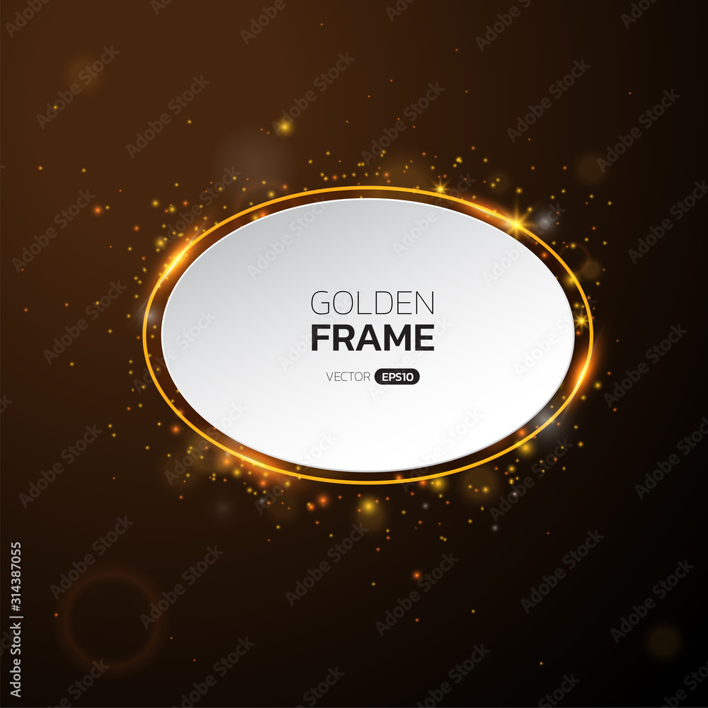 Golden frame with lights effects,Shining luxury banner vector illustration Golden frame with lights effects,Shining luxury banner vector illustration