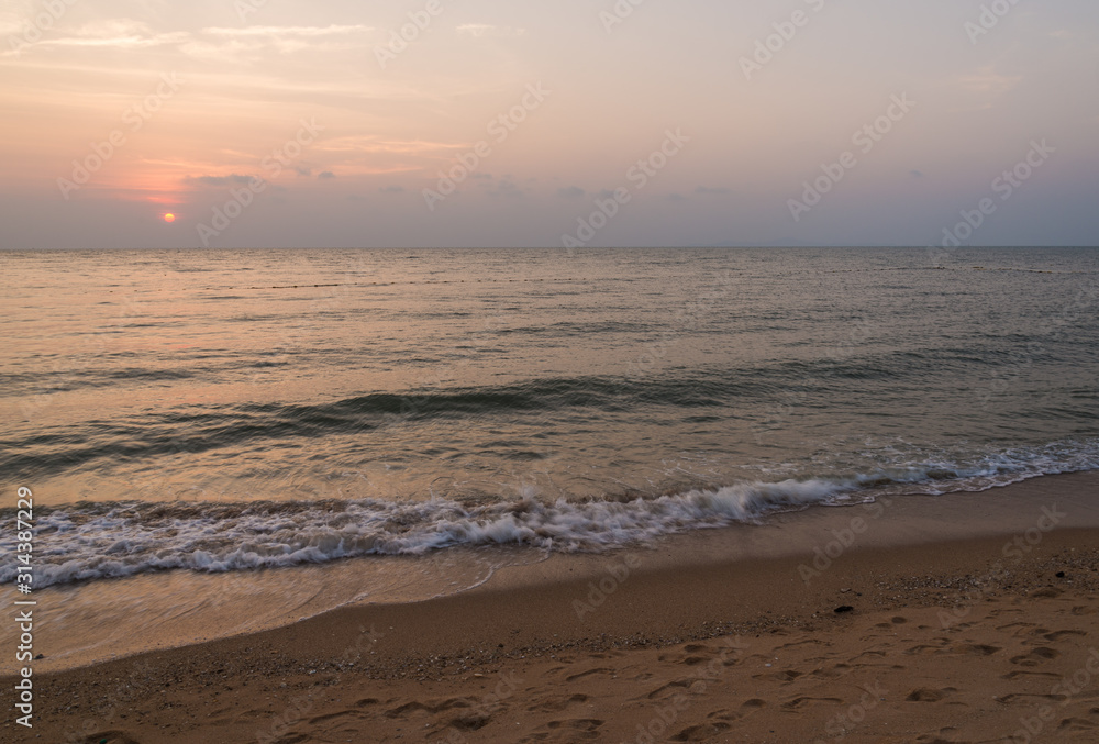 motion blur  on the beach at sunset time background