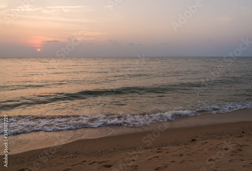 motion blur on the beach at sunset time background