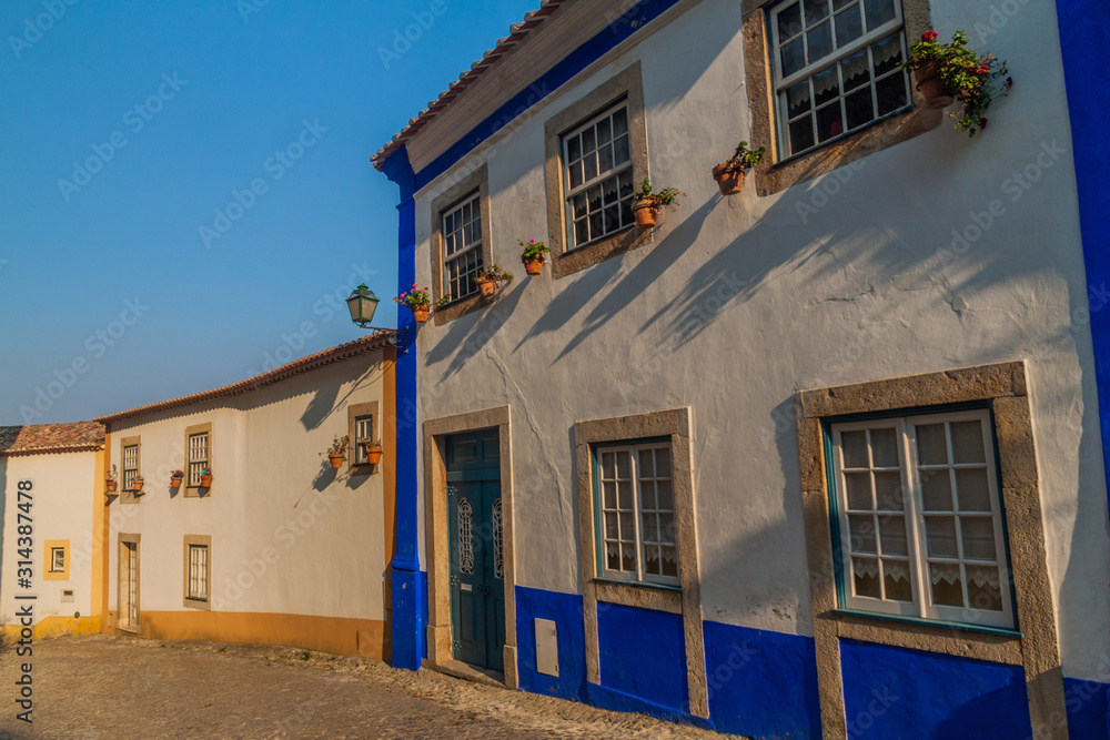 Fototapeta premium Colorful houses in Obidos village, Portugal