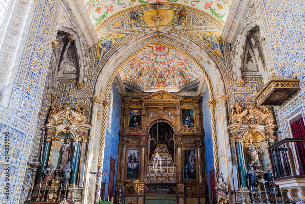 COIMBRA, PORTUGAL - OCTOBER 13, 2017: Sao Miguel (Saint Michael's) Chapel of the University of Coimbra, Portugal
