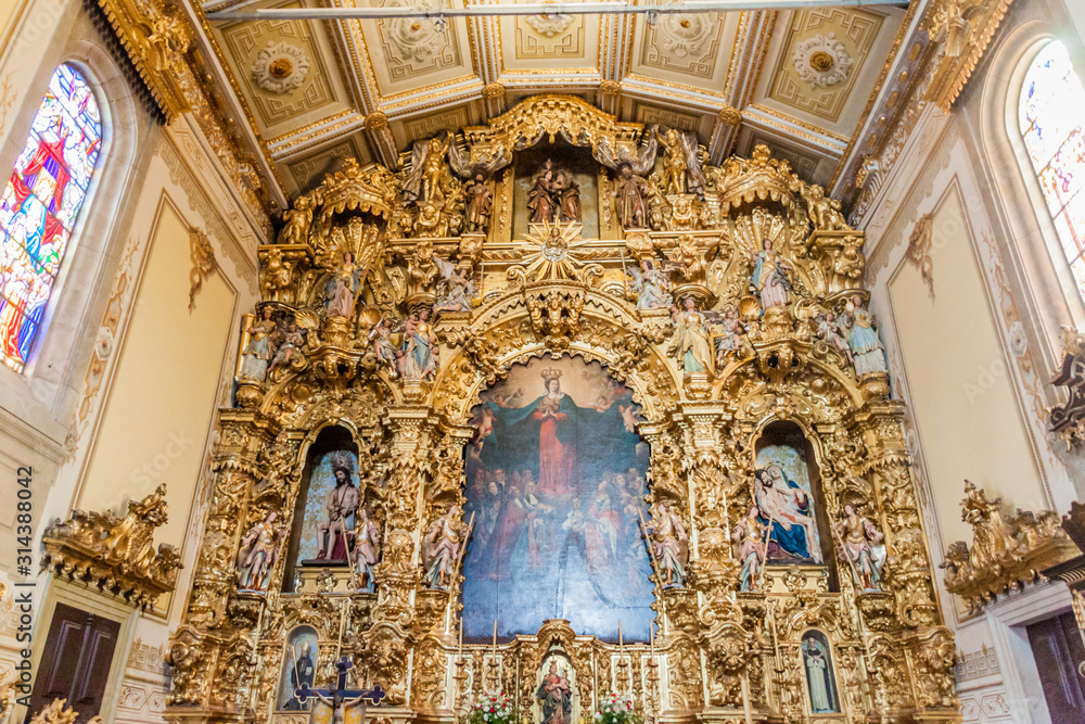 BRAGA, PORTUGAL - OCTOBER 15, 2017: Altar of Misericordia Church in Braga, Portugal