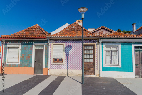 Small colorful houses in Aveiro, Portugal