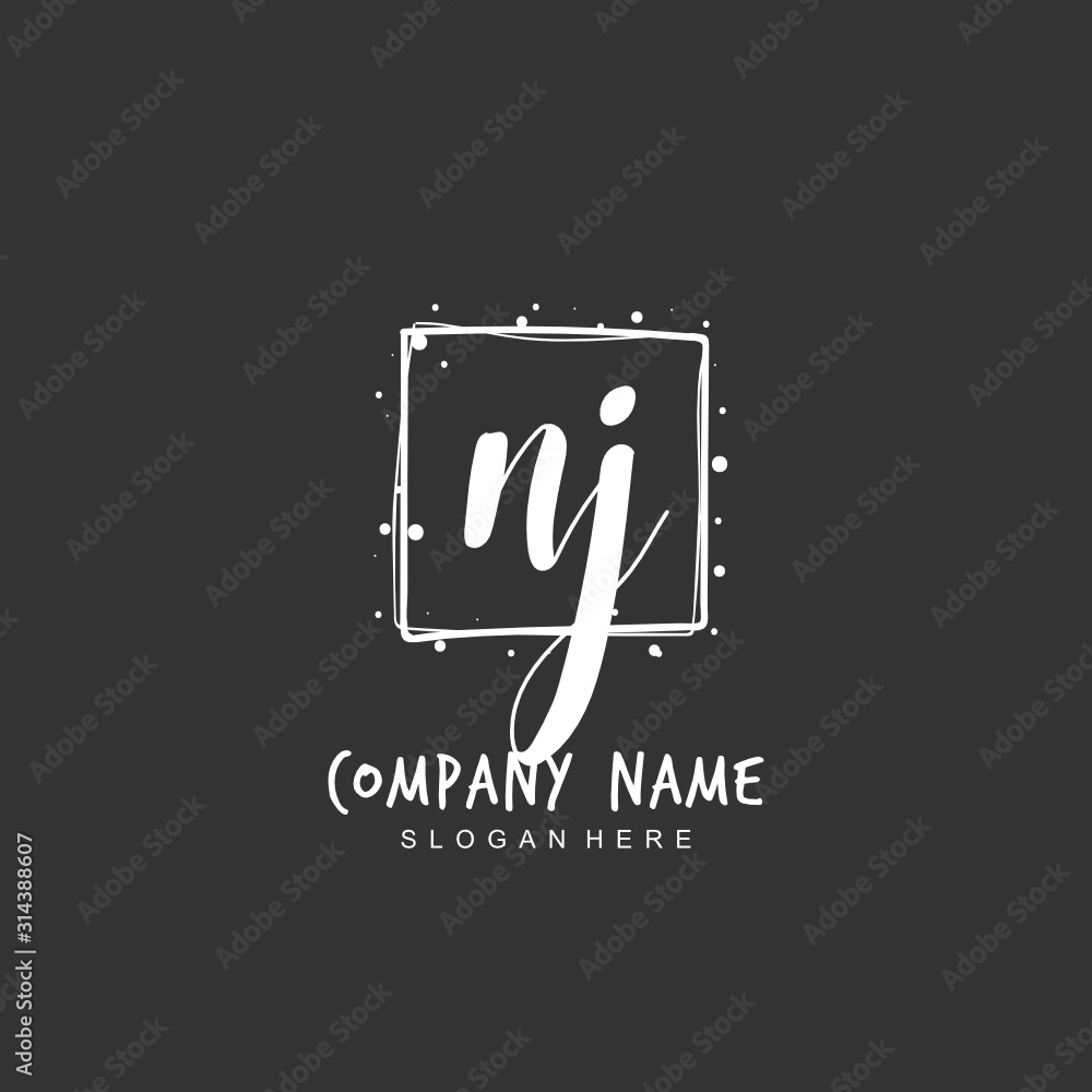 Handwritten initial letter N J NJ for identity and logo. Vector logo template with handwriting and signature style. Handwritten initial letter N J NJ for identity and logo. Vector logo template with handwriting and signature style.
