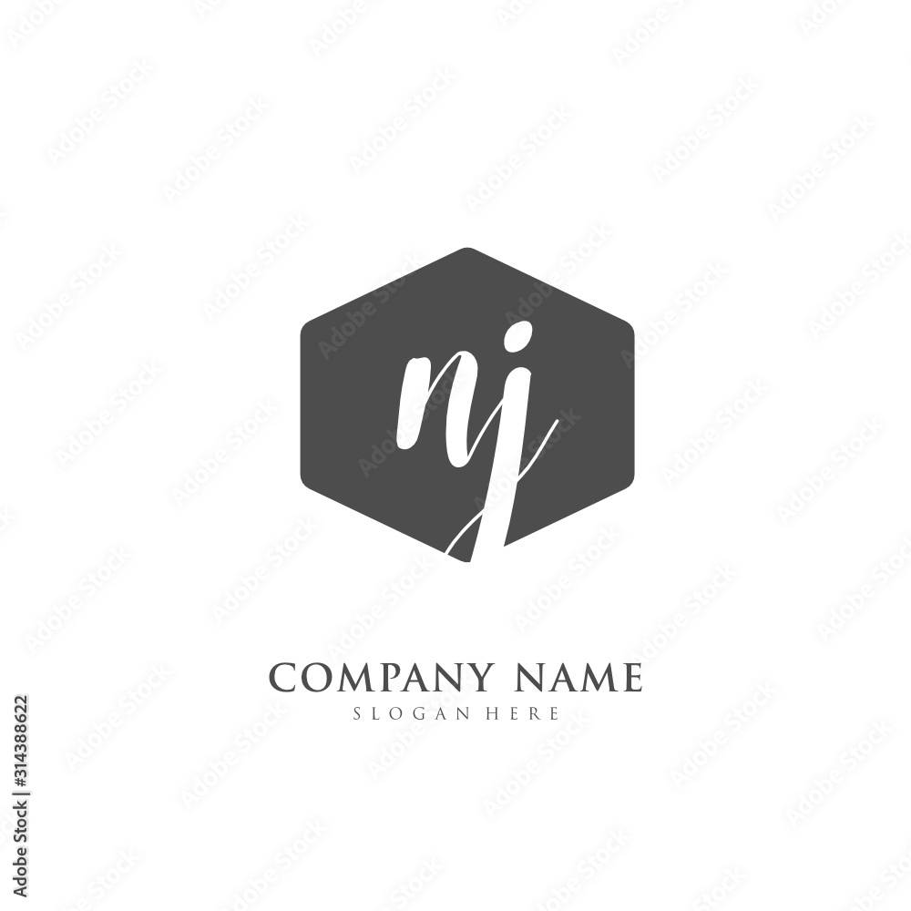 Handwritten initial letter N J NJ for identity and logo. Vector logo template with handwriting and signature style. Handwritten initial letter N J NJ for identity and logo. Vector logo template with handwriting and signature style.