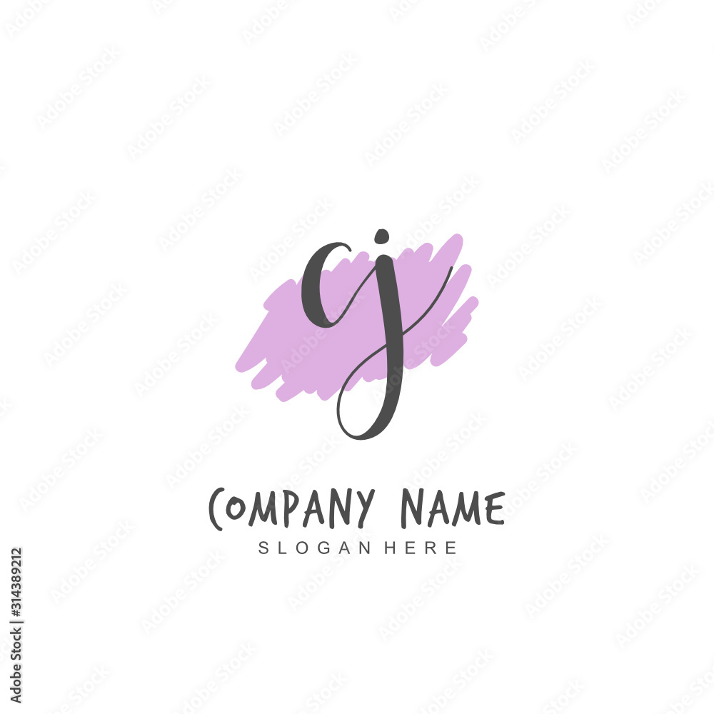Handwritten initial letter C J CJ for identity and logo. Vector logo template with handwriting and signature style.