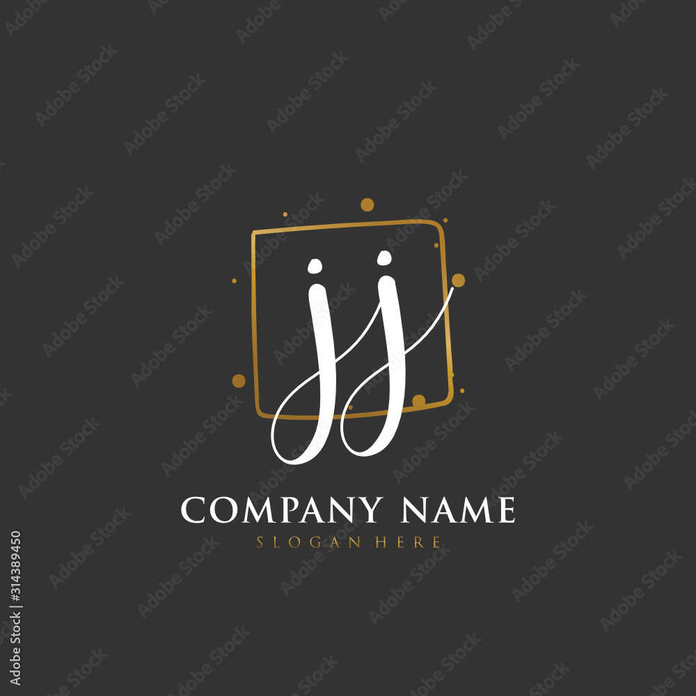 Handwritten initial letter J JJ for identity and logo. Vector logo template with handwriting and signature style. Handwritten initial letter J JJ for identity and logo. Vector logo template with handwriting and signature style.