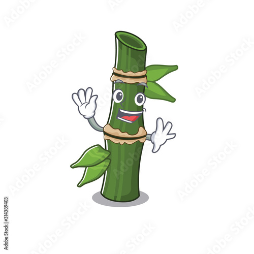 Waving friendly bamboo cartoon in character design