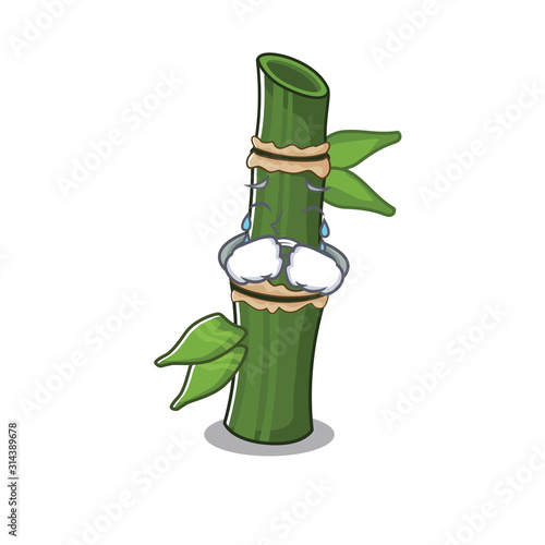 Sad of bamboo cartoon with mascot style