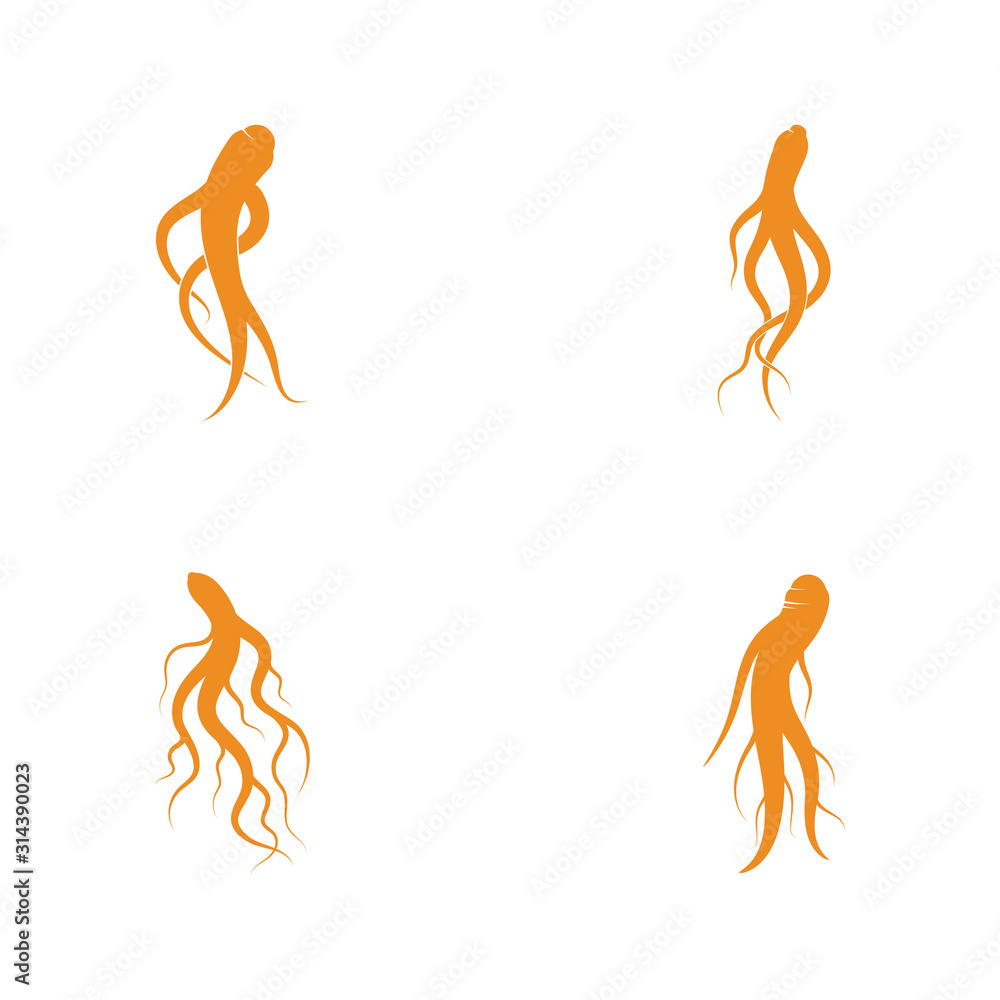 Set of Ginseng icon Vector Illustration design Logo Set of Ginseng icon Vector Illustration design Logo