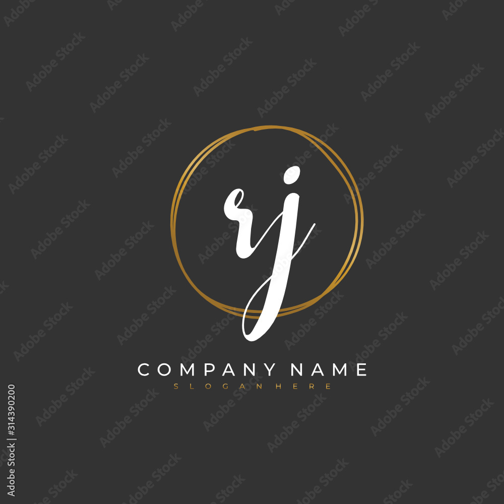 Handwritten initial letter R J RJ for identity and logo. Vector logo template with handwriting and signature style. Handwritten initial letter R J RJ for identity and logo. Vector logo template with handwriting and signature style.