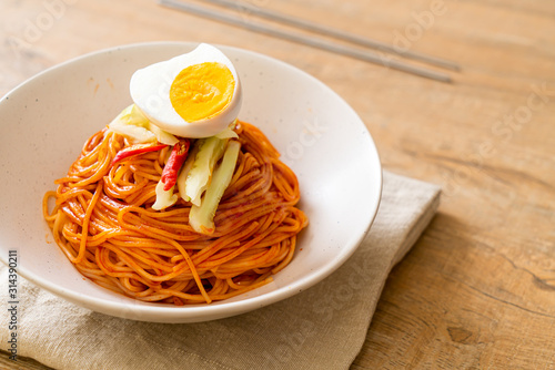 Korean cold noodles with egg photo