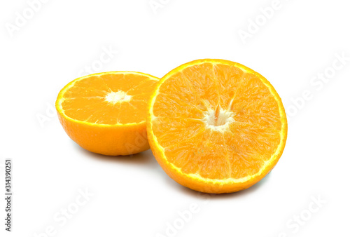 Natural Vitamin C oranges. Healthy fruit on a white background