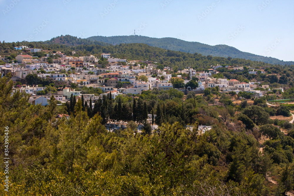 beautiful view of a small town on the island of Rhodes
