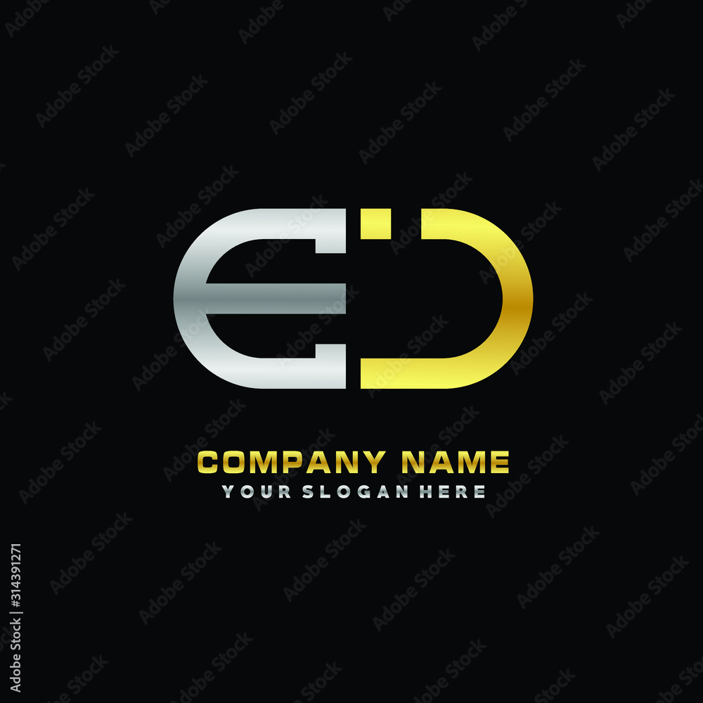 EJ initial letters looping linked oval elegant logo silver, gold EJ initial letters looping linked oval elegant logo silver, gold
