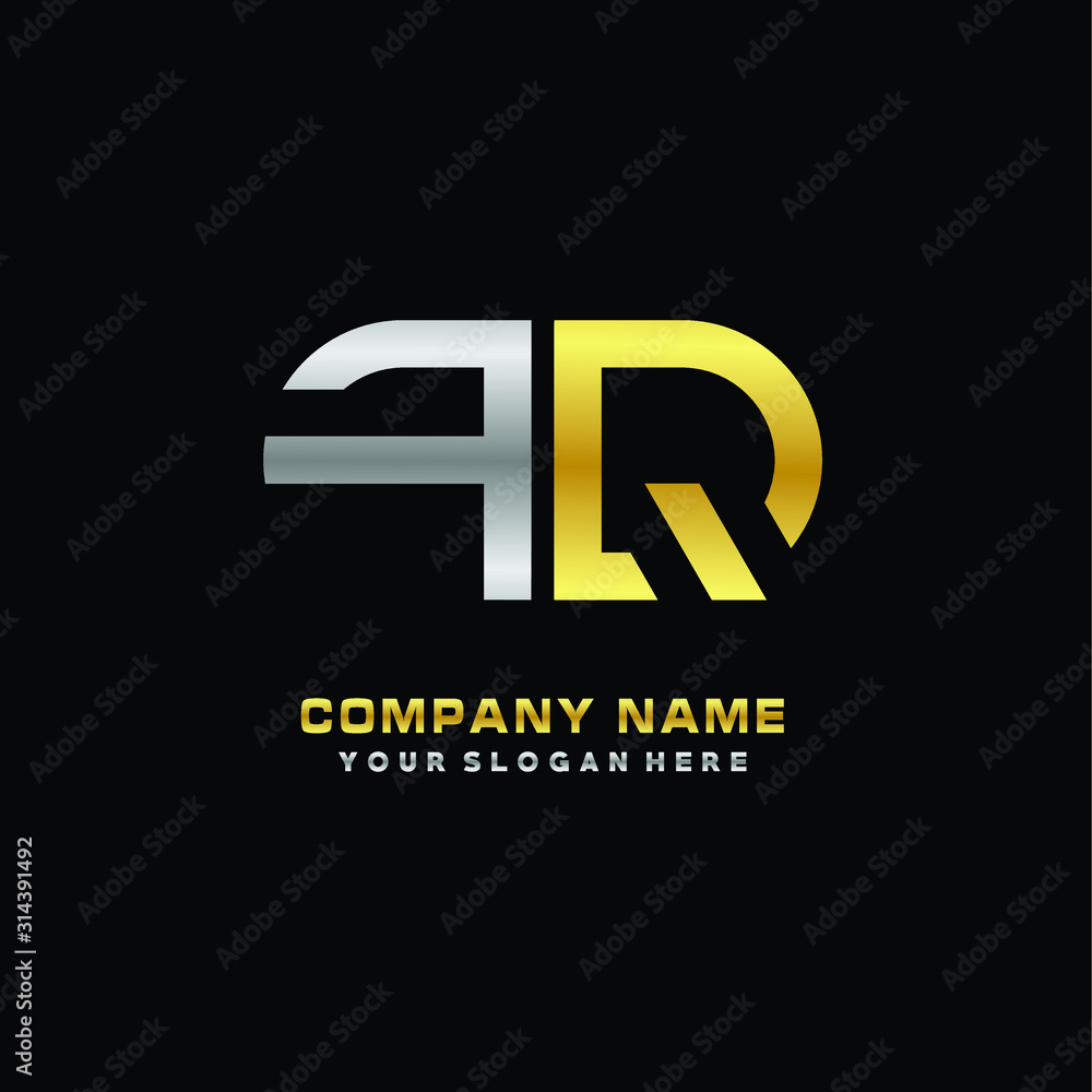 FQ initial letters looping linked oval elegant logo silver, gold FQ initial letters looping linked oval elegant logo silver, gold