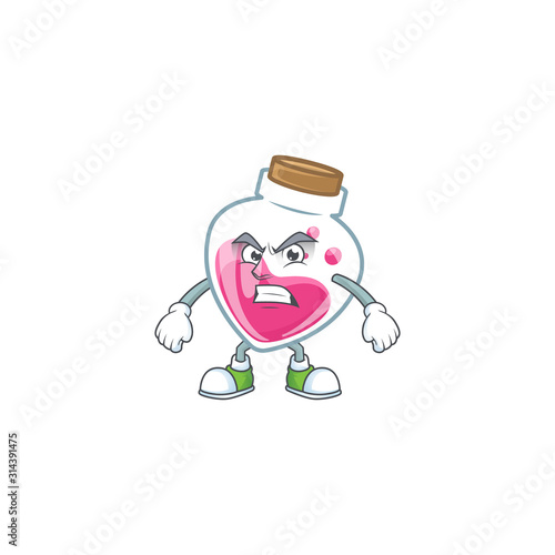 cartoon character of pink potion with angry face