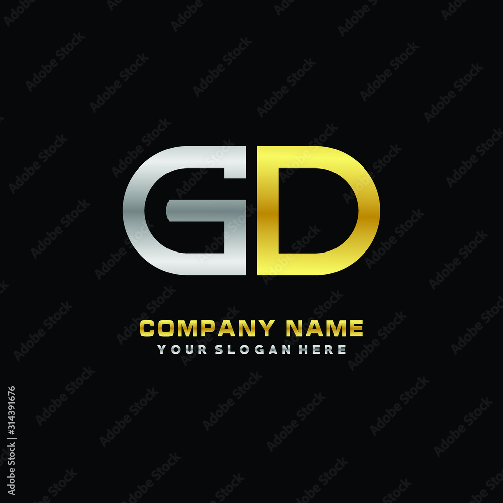 GO initial letters looping linked oval elegant logo silver, gold GO initial letters looping linked oval elegant logo silver, gold