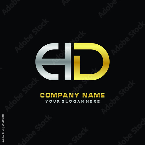 HD initial letters looping linked oval elegant logo silver, gold