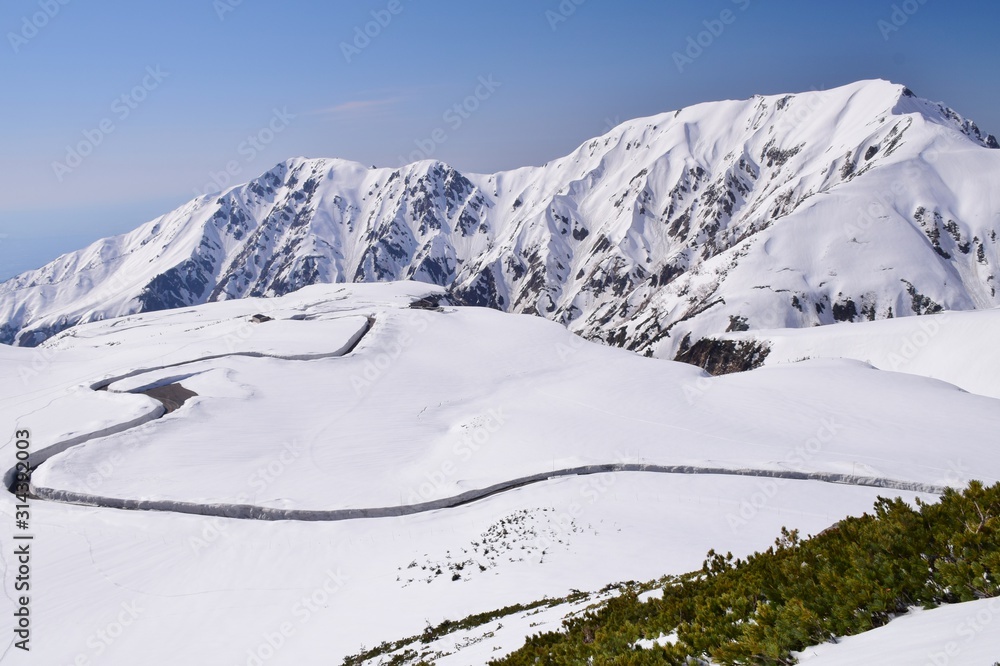 Obraz premium Spring scenery in Tateyama alpine route, Japan
