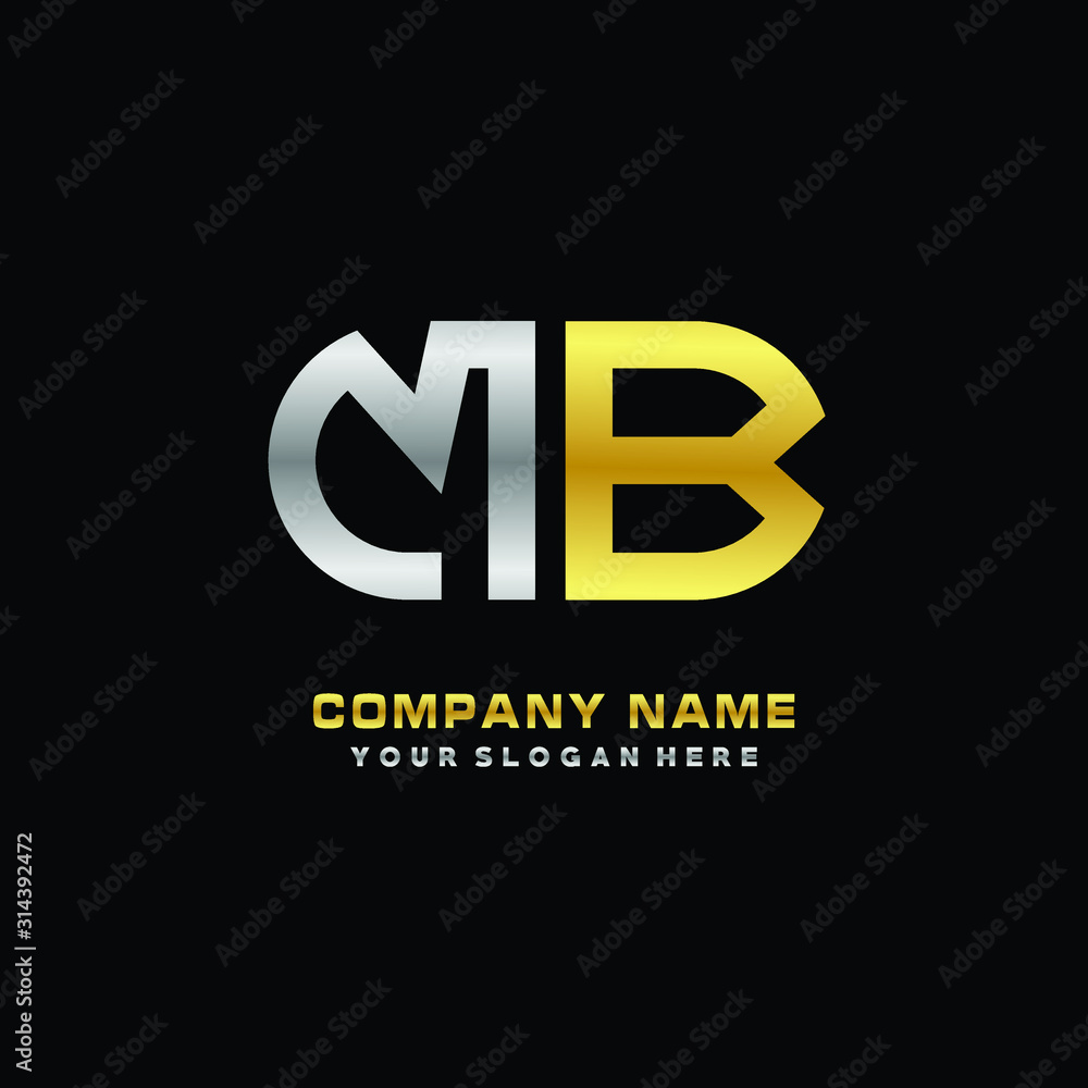 MB initial letters looping linked oval elegant logo silver, gold MB initial letters looping linked oval elegant logo silver, gold