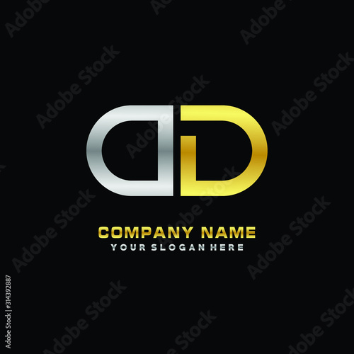 OD initial letters looping linked oval elegant logo silver, gold