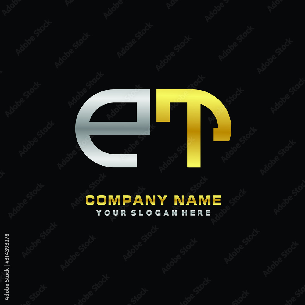 Obraz premium PT initial letters looping linked oval elegant logo silver, gold