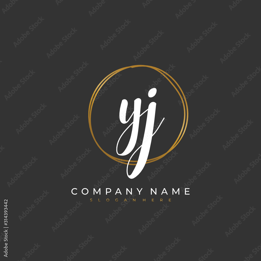 Handwritten initial letter Y J YJ for identity and logo. Vector logo template with handwriting and signature style. Handwritten initial letter Y J YJ for identity and logo. Vector logo template with handwriting and signature style.