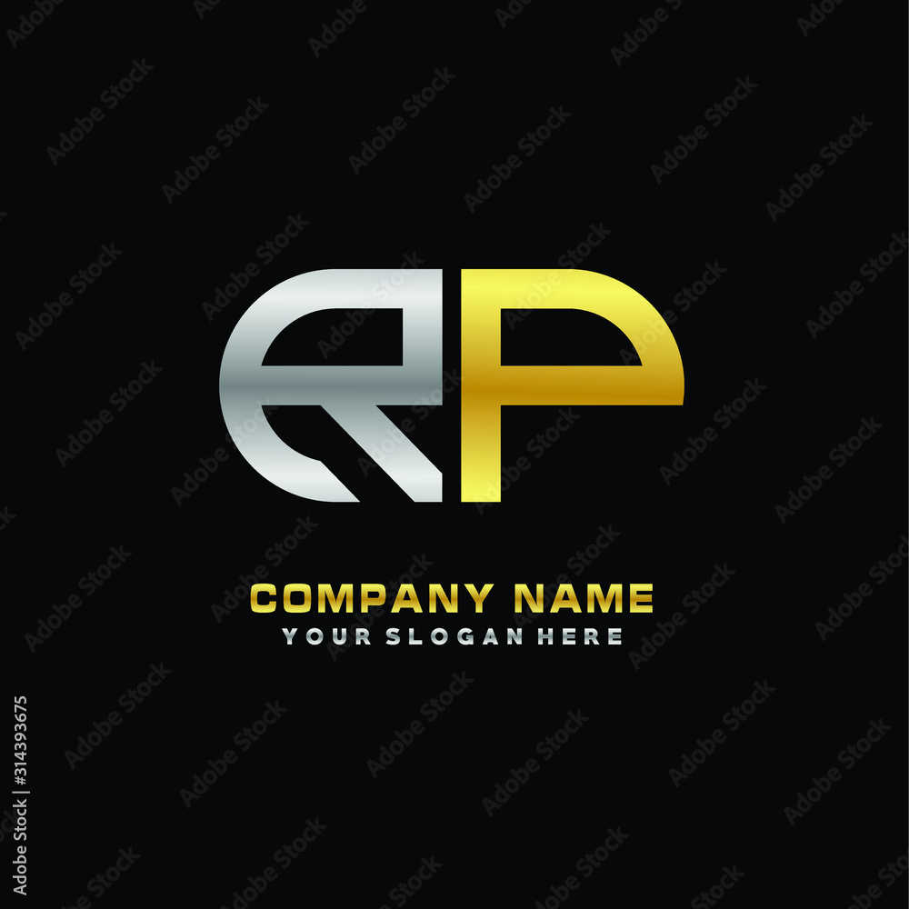 RP initial letters looping linked oval elegant logo silver, gold RP initial letters looping linked oval elegant logo silver, gold