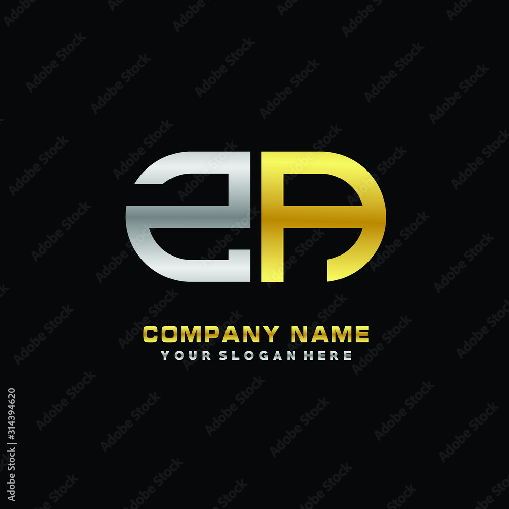 Obraz premium ZA initial letters looping linked oval elegant logo silver, gold